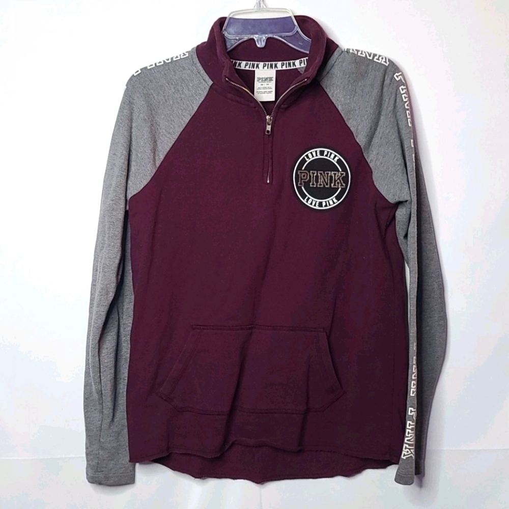 Victoria Secret Pink 1/4 zip purple sweatshirt XS